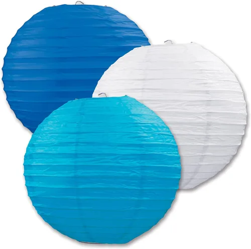 Vista 16 de Beistle Azul (3 piezas) - 1 paquete de linternas de papel colgantes, 9.5 pulgadas