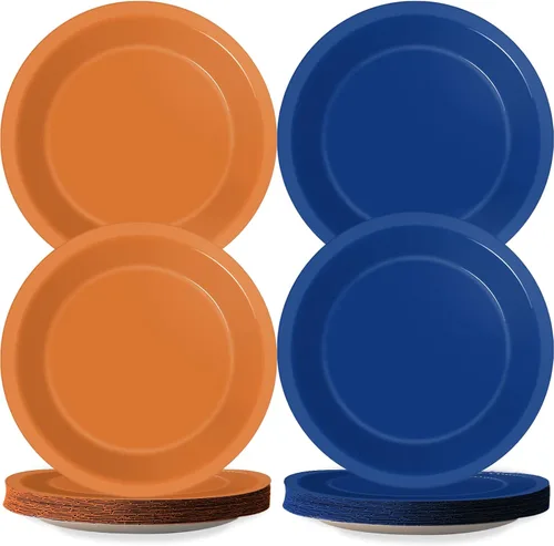 Vista 9 de Wiooffen Juego de 24 platos de papel para fiestas de tenis, juego de vajilla desechable, platos de postre para fiestas de tenis, deportes