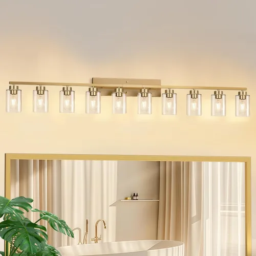 Vista 10 de IZORRO Lámparas de baño, modernas luces de tocador, accesorios de iluminación de baño sobre espejo con pantalla de vidrio transparente, aplique