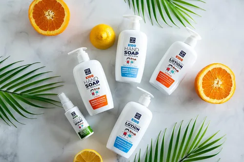 Vista 3 de Kiss My Face Loción limpiadora para manos y cuerpo para niños, hidrata y calma, vegana y libre de crueldad, cítricos, botella de 9 onzas líquidas