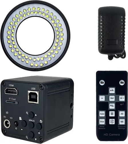 Vista 5 de 48MP 4K 1080P 22MP 14MP HDMI USB VGA Video Industrial Soldadura Digital Reparación Microscopio Cámara C Montura Lente LED Anillo Luz (14MP con luz)