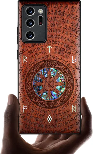 Vista 9 de Carveit Funda de madera de diseñador para Samsung Galaxy Note20 Ultra (grabado de madera e incrustaciones de carcasa) compatible con cargadores