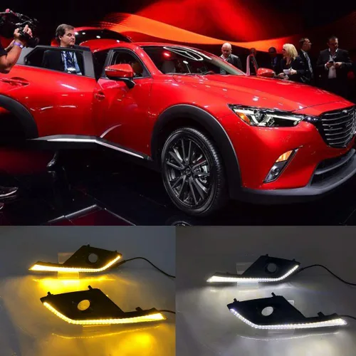 Vista 2 de BAKUGO 2 unids coche LED diurna luz antiniebla DRL luz de señal de giro para Mazda CX-3 CX3 2015 2016 2017 2018 2019 2020