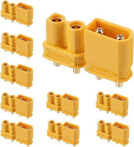 Vista 17 de ELFCULB 10 pares de conectores Amass XT30PW, conectores macho hembra XT30 para robot mini UAV (amarillo)