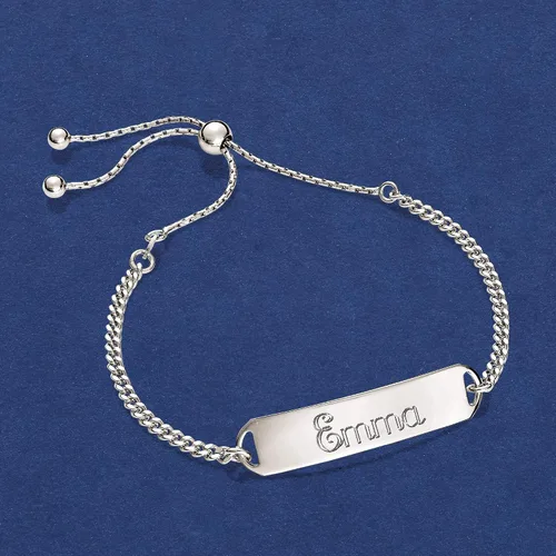 Vista 7 de Ross-Simons Pulsera de plata de ley italiana personalizada Id Bolo, Plata de ley, no conocido