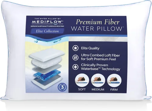 Vista 9 de Mediflow Almohada de agua, colección Elite, almohada de fibra. Almohada ortopédica para aliviar el dolor de cuello, almohada de agua ajustable