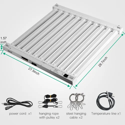 Vista 6 de SZHLUX - Luz LED de cultivo de 500W, 4x4/5x5 pies, con temporizador y control de temperatura, lámpara de cultivo de espectro completo con 1056