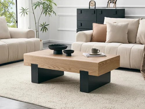 Vista 13 de LKTART Mesa de centro rectangular de 47 pulgadas para sala de estar, superficie con patrón de mármol, patas de metal estables para mesa de té