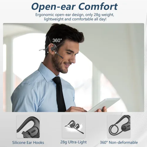 Vista 2 de BANIGIPA Auriculares Bluetooth con micrófono extraíble, auriculares inalámbricos con cancelación de ruido para teléfonos, computadora portátil, PC