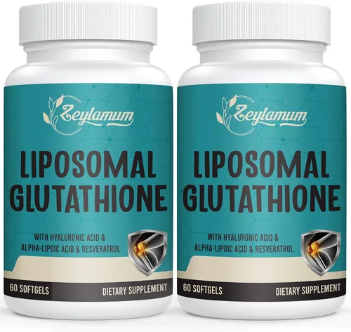 Vista 12 de Zeylamum Cápsulas blandas de glutatión liposomal de 2400 MG, absorción máxima, forma activa reducida de L-glutatión (GSH), con ácido hialurónico