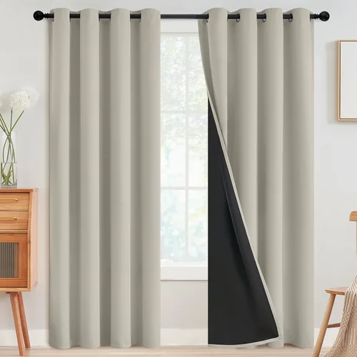Vista 83 de SimpleHome - Cortinas opacas 100% para recámara, cortinas de ventana con ojales beige, con aislamiento térmico, cortinas de oscurecimiento