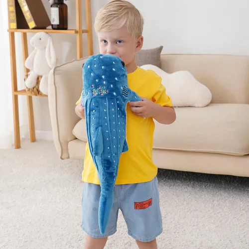 Vista 2 de Mukouxun 47 cm Tiburón Ballena de Peluche Tiburón Ballena de Peluche para Niños Almohadas de Peluche de Tiburón Ballena Muñeca de Ballena Azul