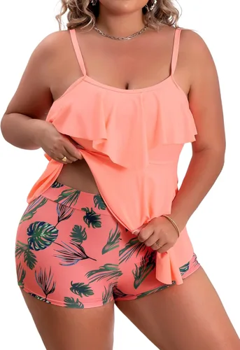 Vista 16 de B2prity Traje de baño tankini de talla grande para mujer, con control de 01