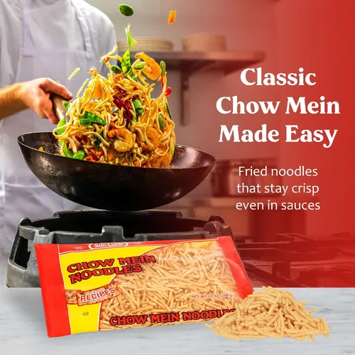 Vista 4 de Sun Luck Chow Mein Fideos de 12 onzas – Fideos de huevo clásicos de estilo chino para saltear, Chow Mein & Lo Mein; cocción rápida, versátil básico
