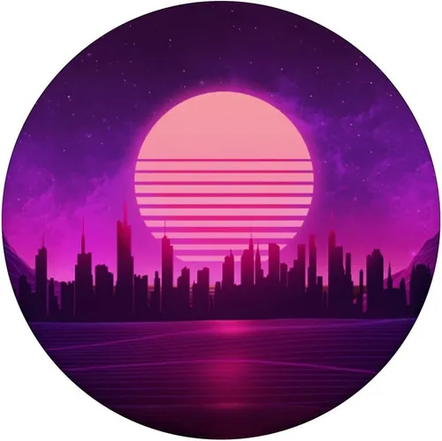 Vista 3 de Synthwave Cyber Neon Style PopSockets intercambiables PopGrip