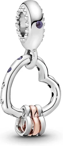 Vista 2 de PANDORA Colgante de corazón con reflejos en rosa y plata de ley Metal Cristal Circonita cúbica