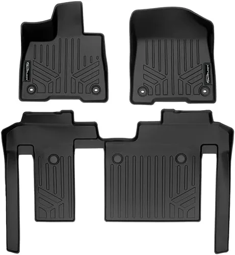 Vista 6 de SMARTLINER Juego de tapetes de piso de ajuste personalizado de 2 filas compatibles con Toyota Sienna 2021-2025