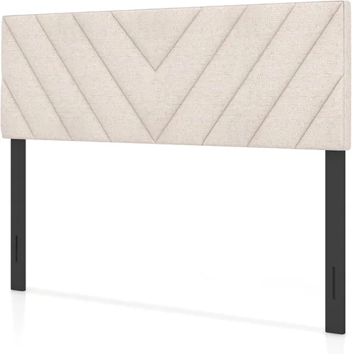 Vista 15 de GIANTEX - Cabecera con estación de carga, tamaño Queen/Matrimonial, tapizada con botones y 2 salidas de CA, puerto USB y tipo C, patas de madera