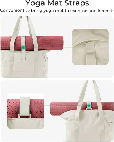 Vista 47 de BAGSMART Bolsa de mano para mujer con cremallera, bolsa de gimnasio con compartimentos, bolsa de trabajo para enfermera, baile, bolsa de yoga