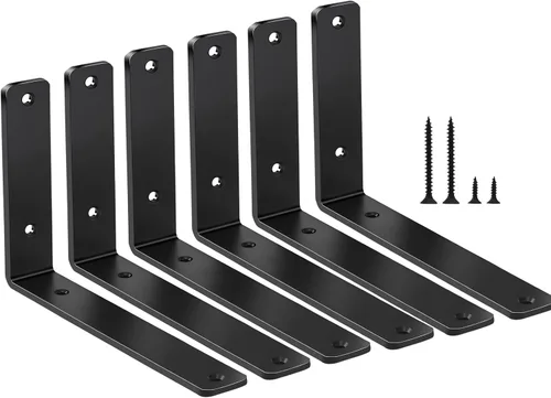 Vista 10 de Paquete de 2 soportes de estante en L de 6 pulgadas de largo x 4 pulgadas de alto x 1.5 pulgadas de ancho, 5 mm de grosor, soportes de estante