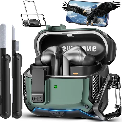 Vista 32 de Lock Fit Diseñado para Samsung Galaxy Buds3 FE (2025) / Buds3 Pro (2024) / Funda Buds 3 (2024), con kit de limpieza Cuerpo completo Resistente a