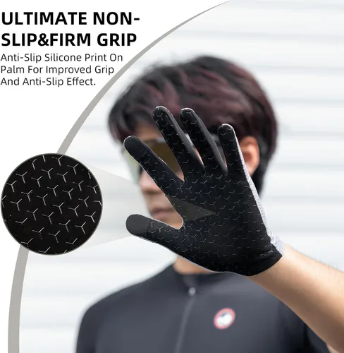 Vista 2 de ROCKBROS Cycling Gloves Mountain Bike Gloves Full Finger Cycling Gloves Anti-Slip Bicycle Gloves for Men Women Cycling Sports