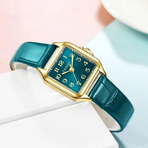 Vista 5 de Reloj cuadrado delicado para mujeres con números arábigos fáciles de leer, relojes de vestir para damas