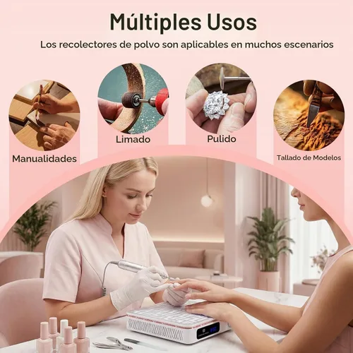 Vista 9 de Colector de polvo de uñas, ventilador de vacío de uñas Rosado diamond