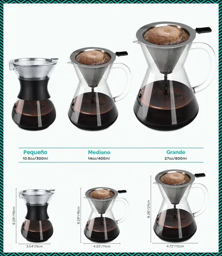 Vista 2 de Coffee Gator Micro Mesh - Filtro de café de acero inoxidable para verter sobre café, reutilizable y permanente para cafeteras de 27 oz (27.1 fl oz)
