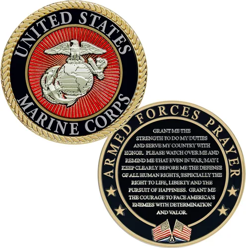 Vista 9 de Moneda de Oración de las Fuerzas Armadas de la Fuerza Aérea - Moneda de Desafío del Valor de la USAF - Regalos para la Fuerza Aérea - Negocio Usmc