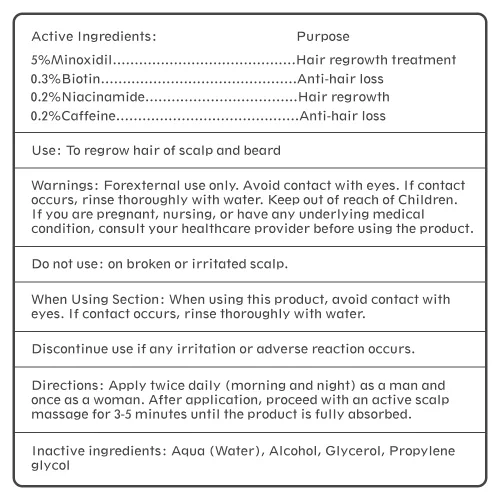 Vista 8 de Aceite de minoxidil para el crecimiento del cabello al 5% para hombres y mujeres, suero tópico extra fuerte para la pérdida del cabello, promueve