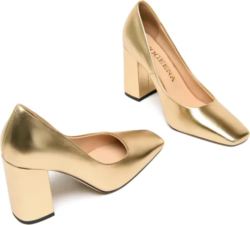 Vista 6 de Zapatos de tacón alto con puntera cuadrada para mujer, estilo casual, de 3.34 pulgadas