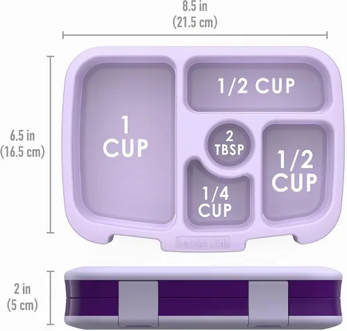Vista 3 de Bentgo® Kids Prints - Lonchera infantil de 5 compartimentos estilo Bento, con utensilios de plástico reutilizables (unicornio)