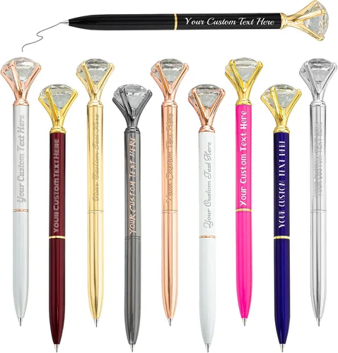 Vista 70 de Bolígrafos personalizados de diamantes personalizados con nombre a granel de metal de cristal grabado, bolígrafos divertidos brillantes a granel