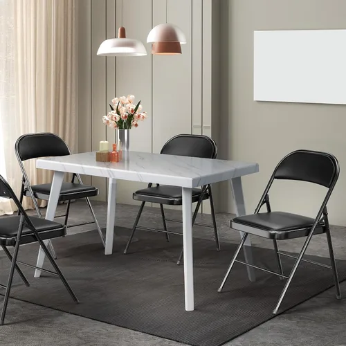 Vista 2 de VINGLI Paquete de 10 sillas plegables negras con asientos acolchados, marco de metal con asiento y respaldo de piel sintética, capacidad de 350