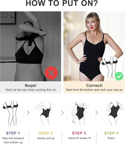 Vista 5 de SHAPERX - Body tipo faja moldeadora para mujer, con control de abdomen, sin costuras, para moldear la cintura, compresión del cuerpo