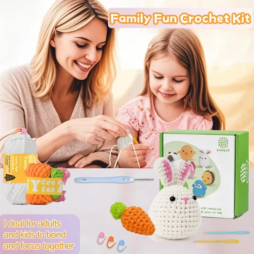 Vista 7 de Zepiany Kits de ganchillo para principiantes - Conjuntos de tejido de animales de peluche todo en uno - Tutoriales en video paso a paso DIY Kits