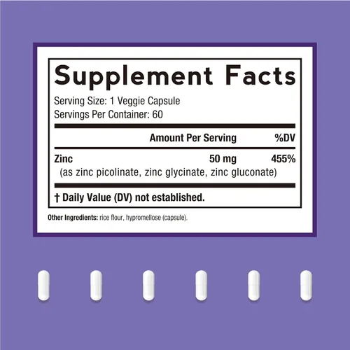 Vista 2 de Doctor's Recipes Suplemento de zinc de 50 mg, apoyo inmunológico de triple acción, picolinato de zinc quelado, glicinato y gluconato, una vez al día