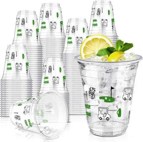 Vista 10 de Qinyoung 50 tazas de fiesta de golf, decoraciones para fiestas temáticas de golf, vasos de plástico transparente de 12 onzas, desechables