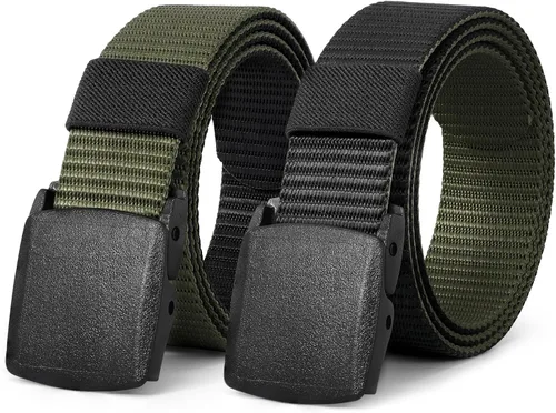 Vista 18 de JASGOOD Cinturón de hombre de lona de nailon transpirable, estilo militar táctico, con hebilla de plástico
