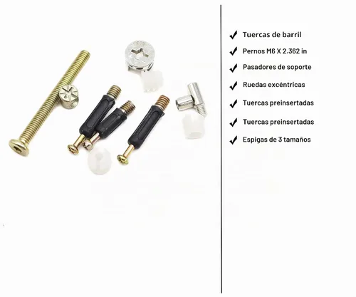 Vista 2 de Juego de 90 tornillos para cuna, tornillos de conexión para muebles, tuercas surtidas, tornillos hexagonales, ajuste de leva, clavija, preinserción