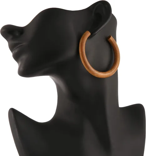 Vista 3 de Aretes de aro de madera para mujer, geométricos, ligeros, colgantes