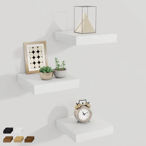 Vista 18 de Fun Memories Pequeños estantes flotantes para pared, estantes cuadrados de pared de 8 pulgadas con soportes invisibles, estantes negros para baño
