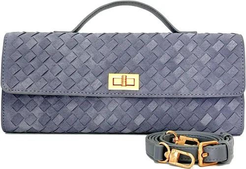 Vista 11 de Bolso de mano tejido de gamuza para mujer, bolso cruzado o de noche de hombro para bodas, fiestas, citas nocturnas y eventos formales Woven Suede