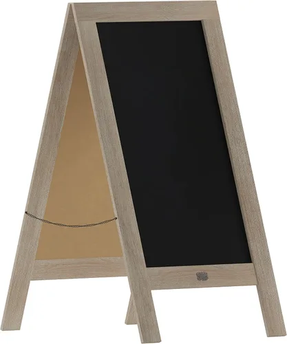 Vista 20 de Cartel en forma de "A" con pizarra de HBCY Creations: Letrero de madera maciza de 40x20 en forma de "A", pizarra rústica marrón de doble cara