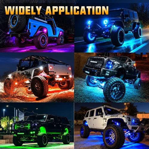 Vista 6 de SUNPIE - Luces de rock RGB LED, kit de 12 cápsulas de luz de neón subterránea con control remoto APP y modo de música, kit de luz impermeable