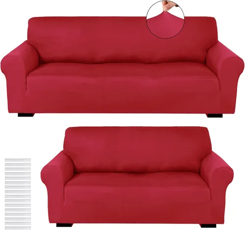 Vista 10 de Peryiter Juego de 2 fundas para sofá de dos plazas Fundas para muebles para sala de estar para sofá, sillón, ajuste elástico, a prueba de arrugas