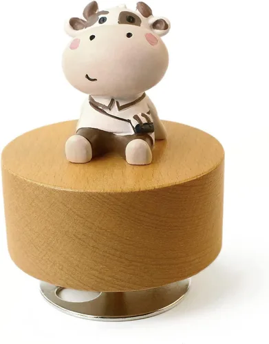 Vista 25 de SOFTALK Caja de música mecánica de madera con diseño de animal, con texto en inglés "You are My Sunshine", regalo para niños y niñas (oso)