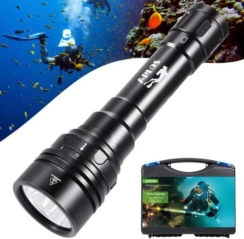Vista 6 de APLOS Linterna de buceo AP30 3000lm con 3 modos, indicador de alimentación, IPX8 impermeable profesional recargable luz de buceo