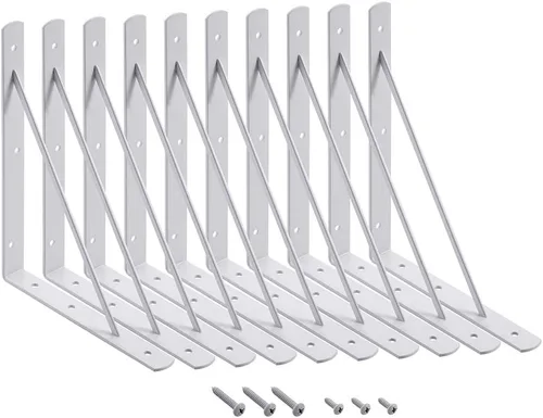 Vista 14 de HOME MASTER HARDWARE Soportes de estante de 10 x 8 pulgadas, soporte de ángulo de pared triangular de 90 grados en L para estantes flotantes, Negro